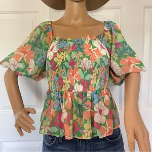 Flying Tomato green floral top